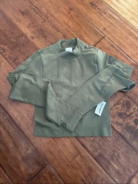 Old Navy Olive Mock Neck lasercut  bodycon top.